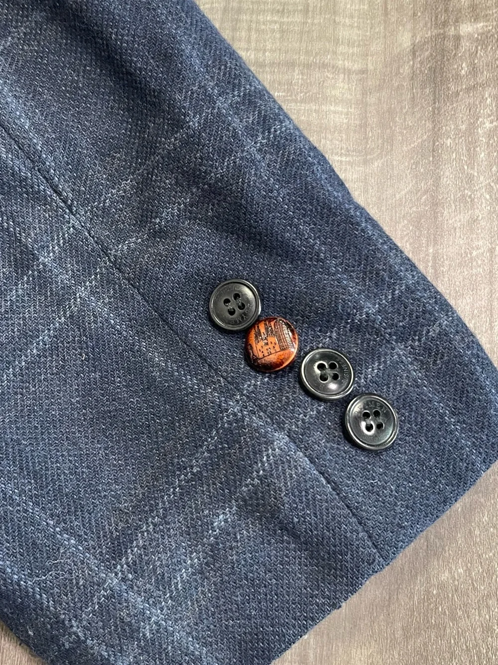 Classic Navy Windowpane Sport Coat - Two-Button Blazer. 56